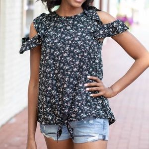 Floral Cold Shoulder with Top Knot
